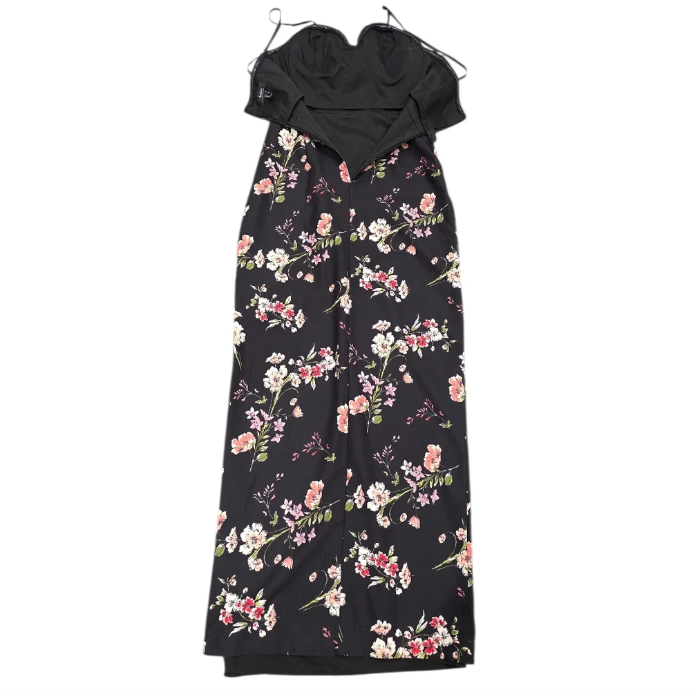 AIDAN MATTOX‎ FLORAL STRAPLESS COLUMN GOWN 0